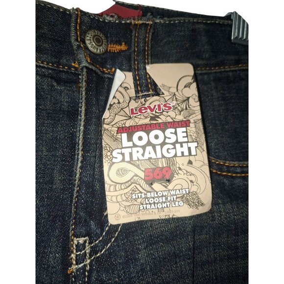 Levi's 569 Boys Jeans 5 Reg Adjustable Waist Loose Straight Fit Dark Wash - Picture 4 of 10